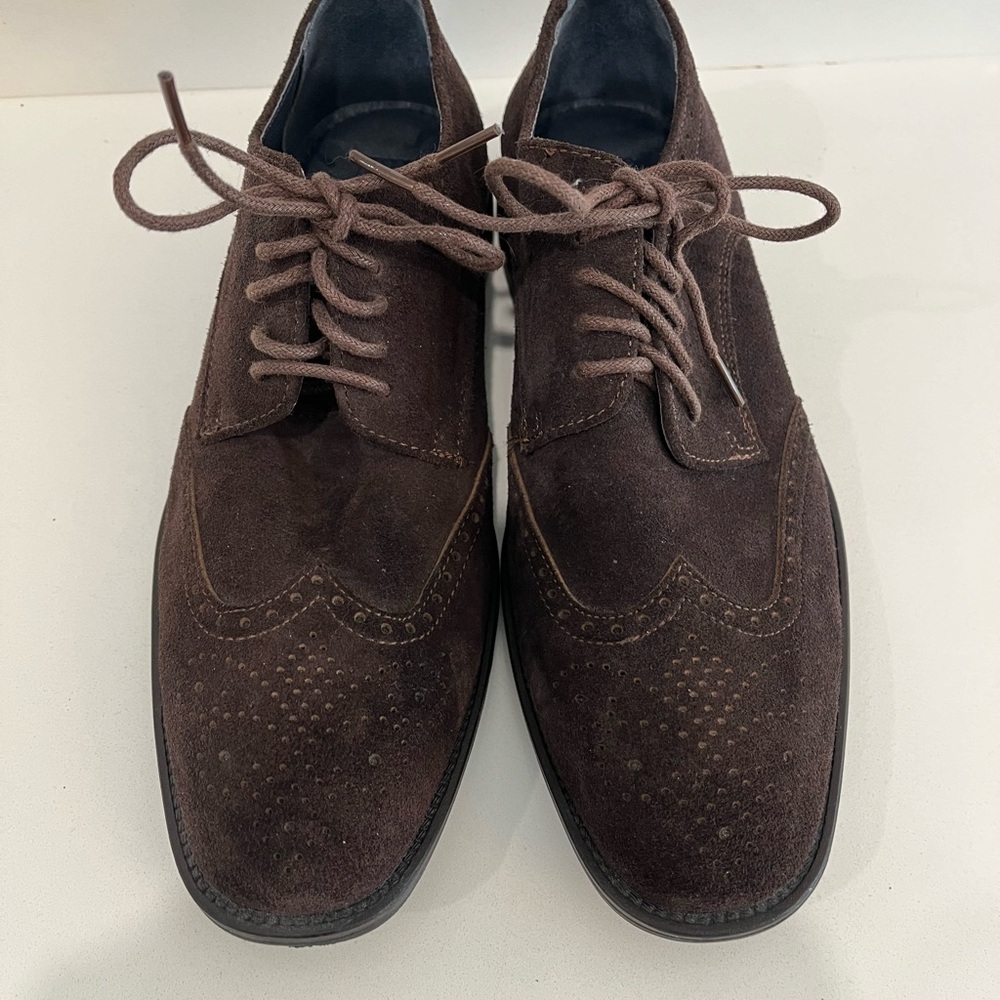 Joseph Abboud Brown Suede Oxfords with Wingtip Design